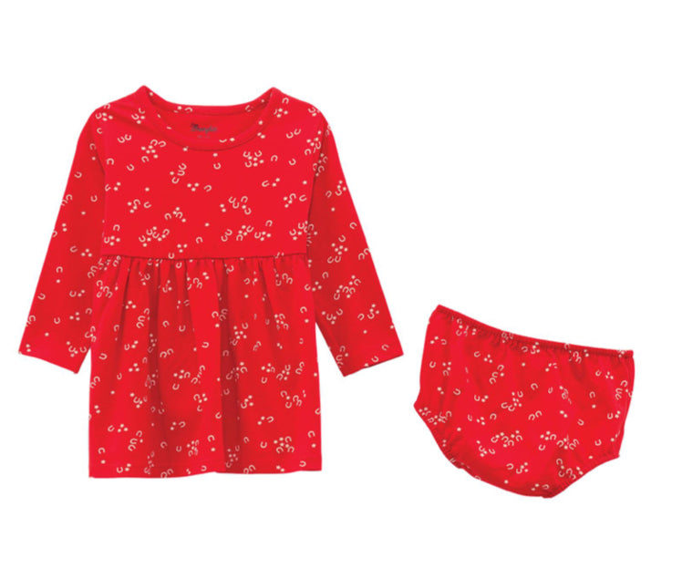 WRANGLER BABY AND TODDLER GIRLS KNIT DRESS WITH HORSESHOES
