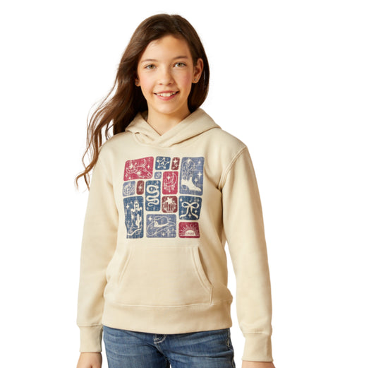 ARIAT GIRLS WESTERN BLOCKS HOODIE