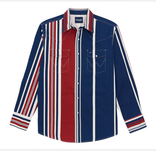 WRANGLER MENS VINTAGE INSPIRED LONG SLEEVE BRUSHPOPPER SHIRT