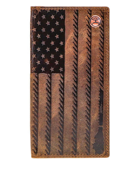 HOOEY “LIBERTY ROPER” ROPE EMBOSSED RODEO WALLET WITH HOOEY LOGO RIVET