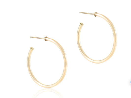 E NEWTON ROUND GOLD 1.25” POST HOOP EARRINGS 2MM SMOOTH