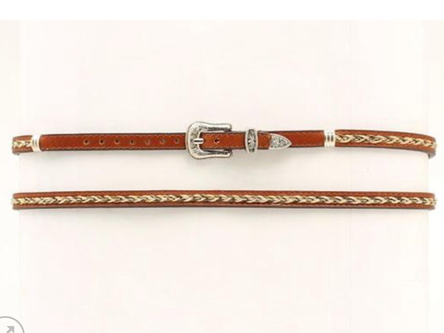 M&F WESTERN HATBAND LEATHER WITH HORSEHAIR BROWN