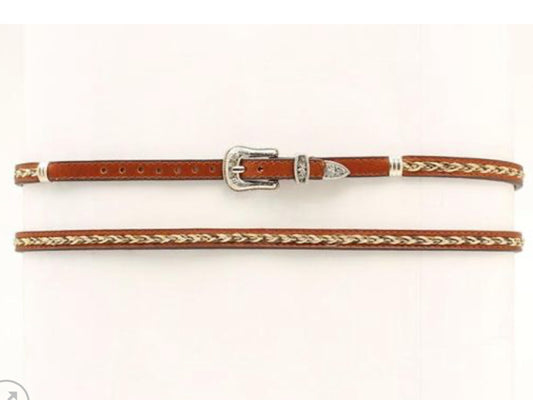 M&F WESTERN HATBAND LEATHER WITH HORSEHAIR BROWN