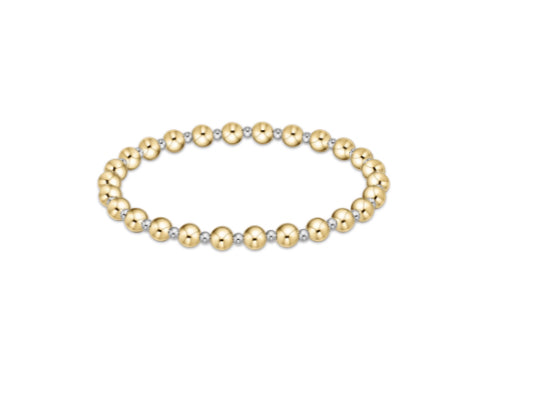 E NEWTON CLASSIC GRATEFUL PATTERN 5MM BEAD BRACELET -MIXED METAL