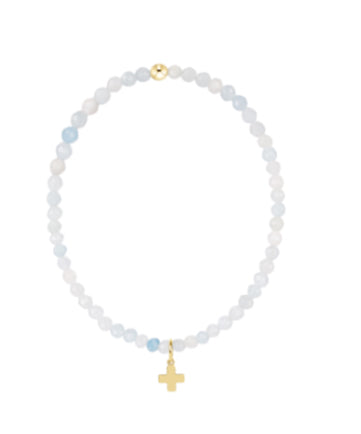 E NEWTON CLASSIC AQUAMARINE 3MM BRACELET-SIGNATURE CROSS