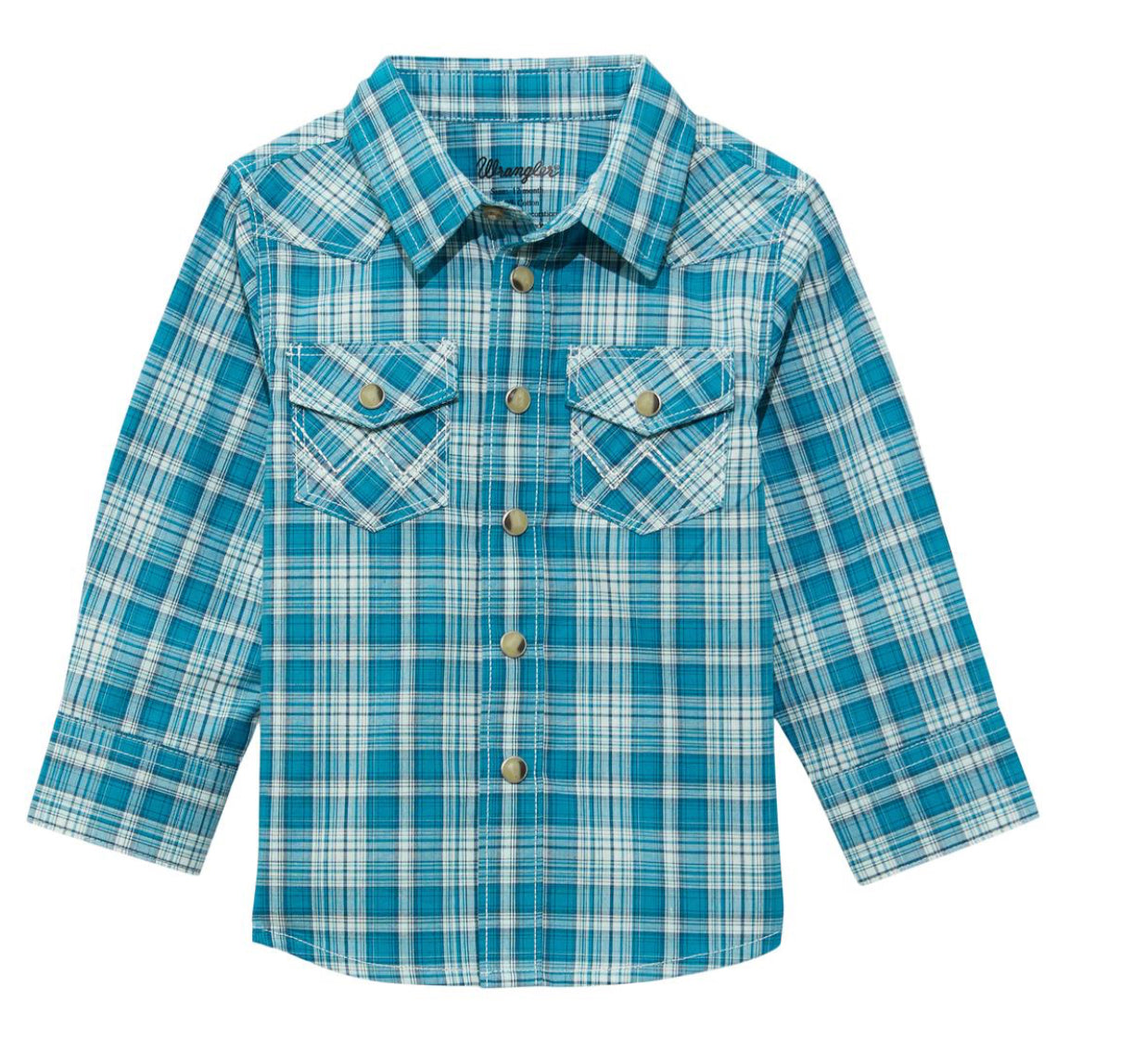 WRANGLER BABY BOY BUTTON UP LONG SLEEVE PLAID SHIRT