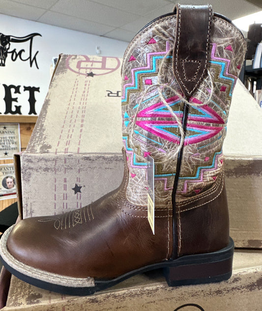 ROPER LITTLE KIDS WIDE SQUARE FASHION LEATHER BOOT