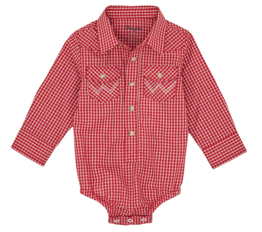 WRANGLER BOYS RED PEARL SNAP BODYSUIT