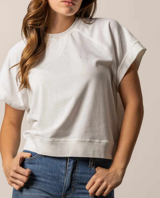 KIMES RANCH HOLLY WOMENS CROP FLEECE SHORT SLEEVE SHIRT