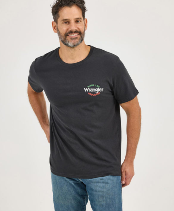 WRANGLER MENS SHORT SLEEVE MEXICAN FLAG COLOR HORSESHOE TSHIRT