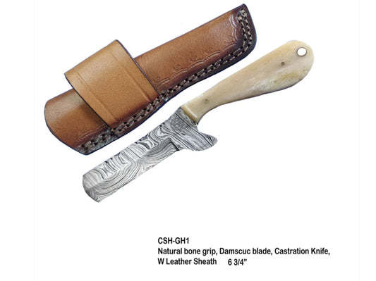 CIRCLE SH CUTLERY KNIFE 6.75” SURGICAL STEEL BULL CUTTER WOOD GRIP WITH SHEATH