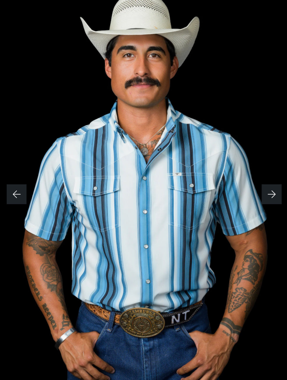 FERRELL BRAND “THE HARRISON” IN BLUE-SHORT SLEEVE PEARL SNAP SHIRT