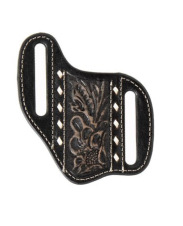 NOCONA BLACK PANCAKE KNIFE SHEATH FLORAL EMBOSSED