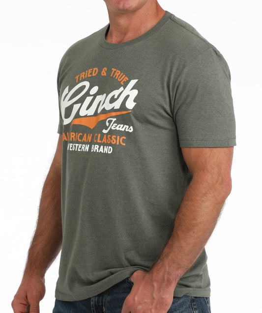CINCH MENS OLIVE SHORT SLEEVE TEE