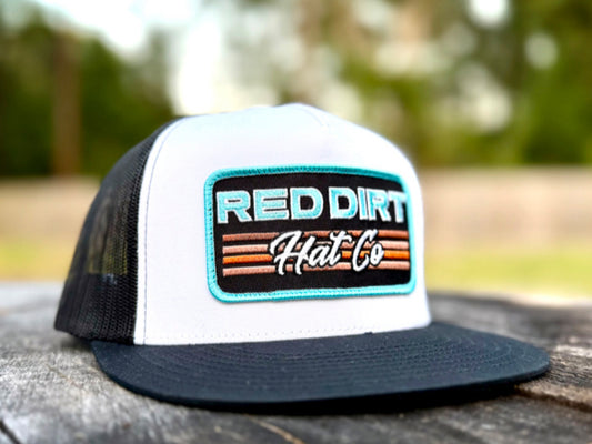 RED DIRT HAT CO BETWEEN THE LINES-BLACK/WHITE/BLACK 5 PANEL HAT
