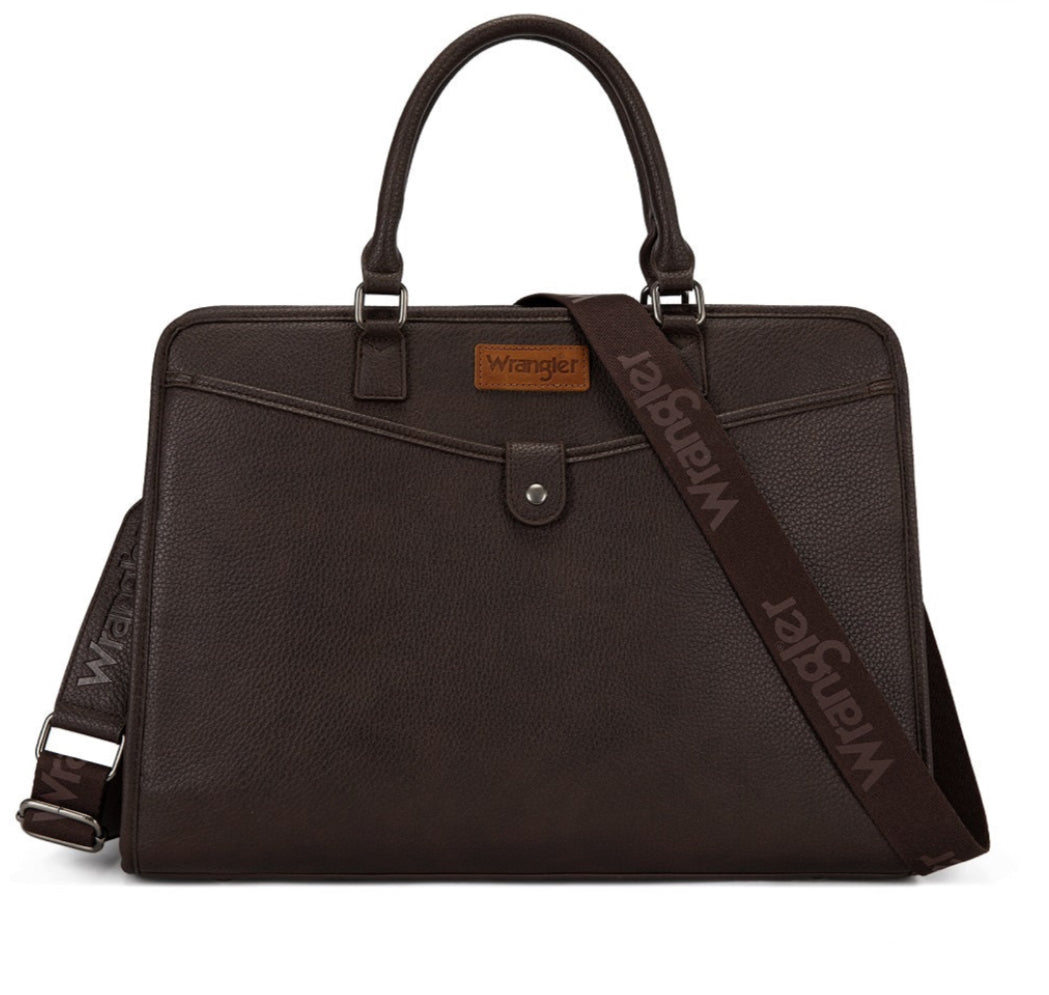 WRANGLER PEBBLED FAUX LEATHER LAPTOP BRIEF BAG