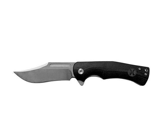 HOOEY KNIFE, BLACK CLIP POINT FLIPPER 3.25” BLADE WITH A 4.25” HANDLE