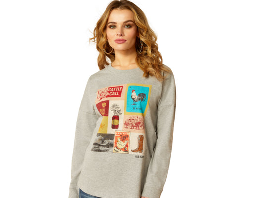 ARIA WOMENS CATTLE CALL OVERSIZED LONG SLEEVE TSHIRT