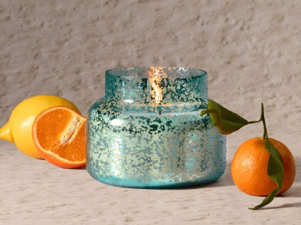 CAPRI BLUE AQUA OPALINE SIGNATURE CANDLE VOLCANO