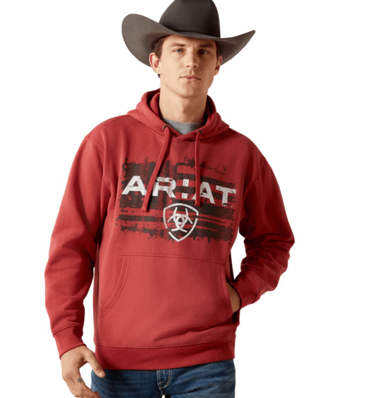 ARIAT MENS LIQUID STAMP FLAG HOODIE