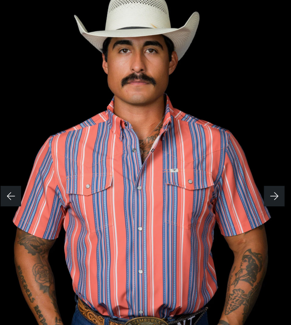 FERRELL BRAND THE JAMES IN SALMON-SHORT SLEEVE PEARL SNAP SHIRT
