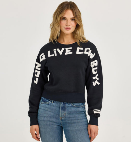 WRANGLER WOMENS LONG LIVE COWBOYS BLACK SWEATSHIRT