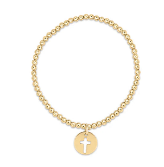 E NEWTON CLASSIC GOLD 3 MM BEAD BRACELET-BLESSED GOLD DISC