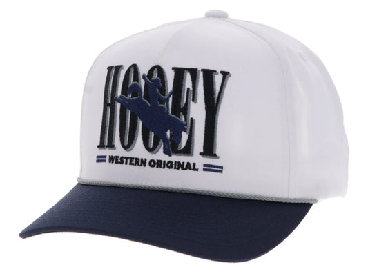 HOOEY MENS WILD RIDE WHITE 5 PANEL TRUCKER HAT WITH EMBROIDERED LOGO