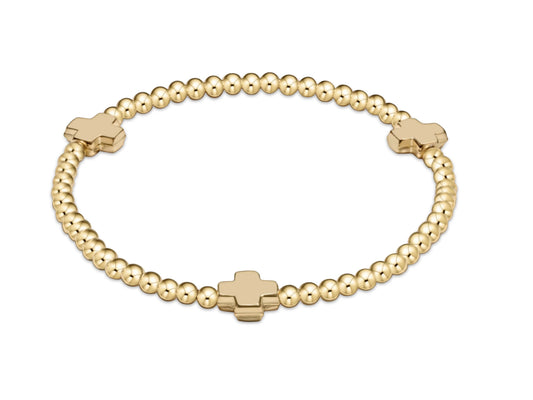 E NEWTON EXTENDS SIGNATURE CROSS 3MM GOLD BRACELET