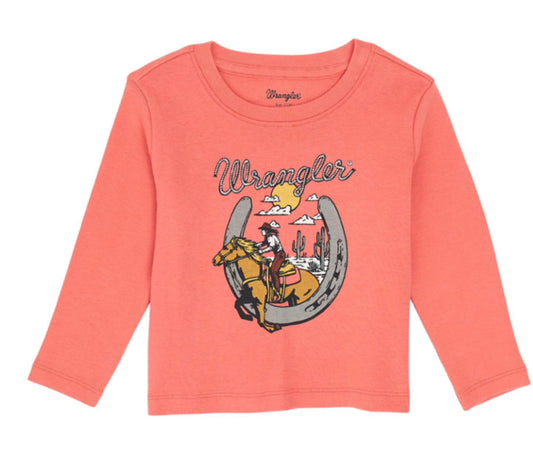 WRANGLER BABY GIRLS LONG SLEEVE HORSESHOE TEE