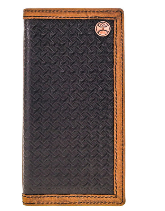 HOOEY HANDS UP BASKET WEAVE ALL OVER RODEO WALLET WITH HOOEY LOGO RIVET