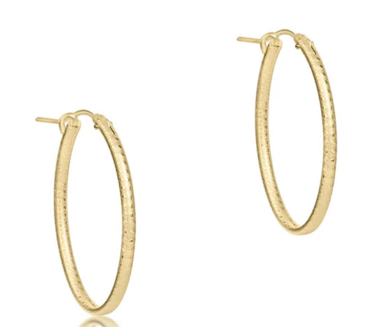 E NEWTON  OVAL GOLD 1” HOOP - TEXTURED EARRINGS