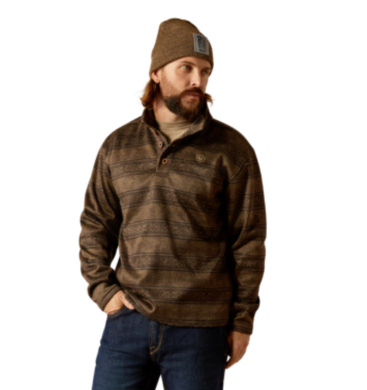ARIAT MENS WESLEY SWEATER IN BROWN SOUTHWESTERN SERAPE