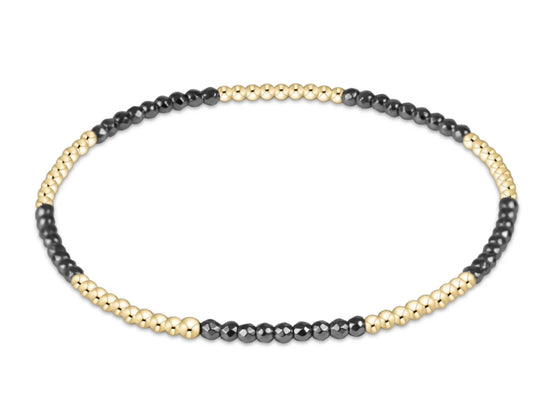 E NEWTON BLISSFUL PATTERN 2MM BEAD BRACELET-SILVER FACETED HEMATITE