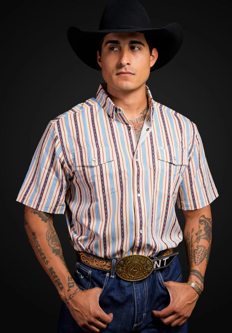 FERRELL BRAND MENS “THE EDWARD” SHORT SLEEVE SNAP SHIRT