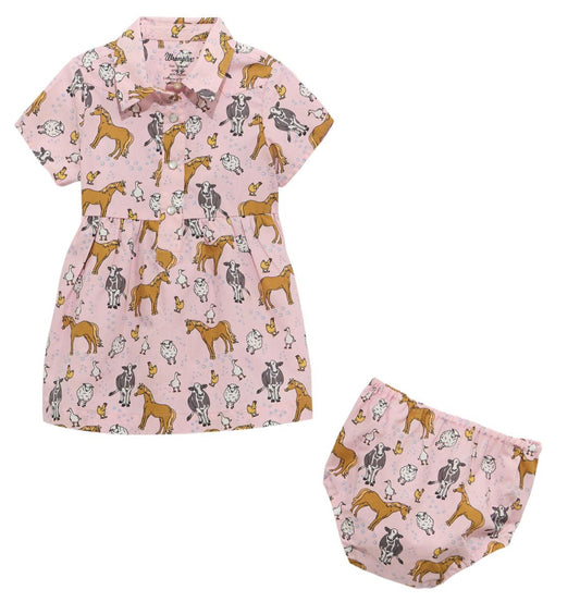WRANGLER BABY GIRLS TWO PIECE PEARL SNAP DRESS