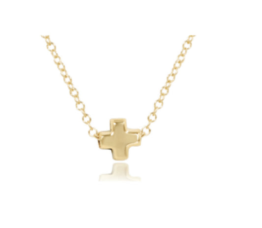 E NEWTON 16” NECKLACE GOLD-SIGNATURE CROSS SMALL GOLD