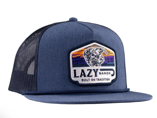 LAZY J RANCH NAVY BULL WAGON CLASSIC ROPE TRUCKER HAT