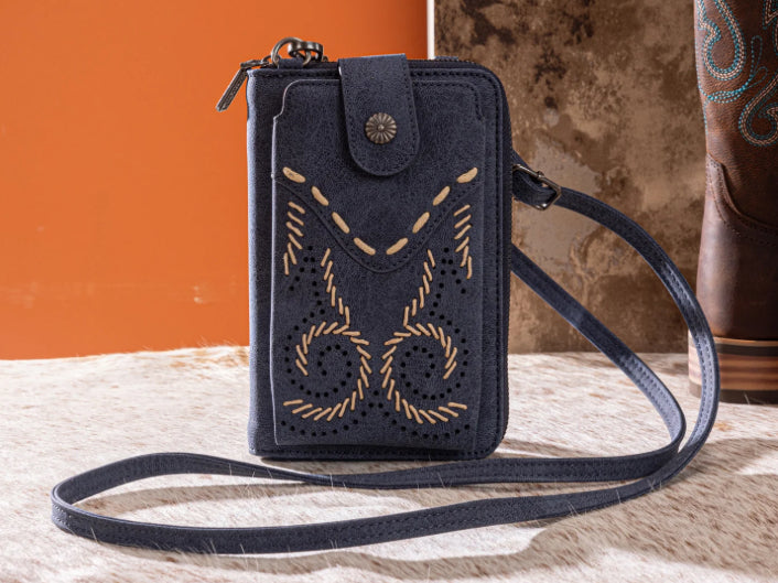 WRANGLER WESTERN STITCH RFID PHONE CROSSBODY WALLET/CROSSBODY