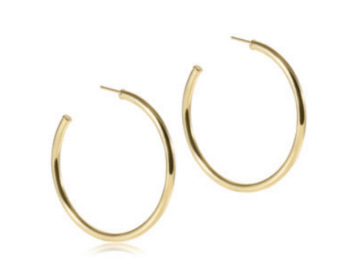 E NEWTON ROUND GOLD 2” POST HOOP EARRINGS 3MM SMOOTH