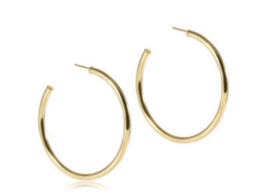 E NEWTON ROUND GOLD 2” POST HOOP EARRINGS 3MM SMOOTH