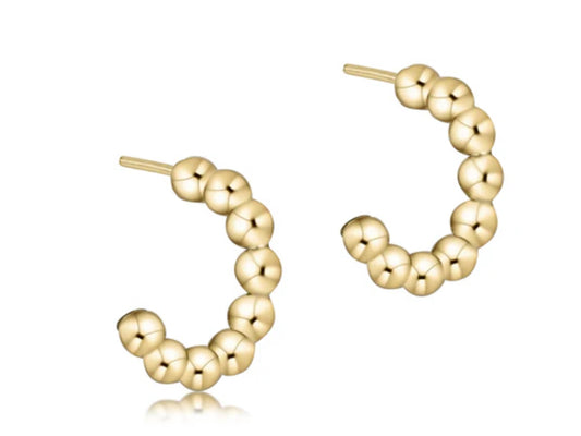 E NEWTON BEADED CLASSIC 1” POST HOOP - 4 MM GOLD