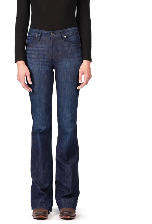 HAALA DENIM BELLA TROUSER FLARE JEAN IN DEEP OCEAN WITH NAVY STITCHING