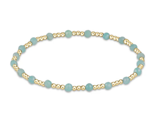 E NEWTON GEMSTONE GOLD SINCERITY PATTERN 3MM BEAD BRACELET AMAZONITE