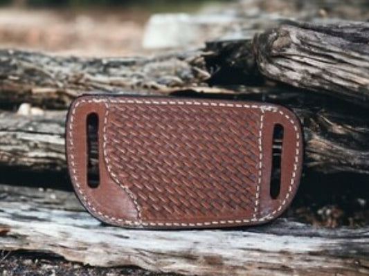 GUN HOLSTER BASKET WEAVE COGNAC SMALL