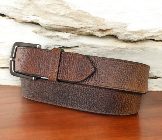 CIRCLE SH DARK BROWN PEBBLED BELT