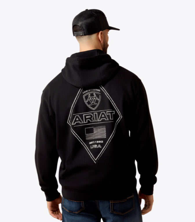 ARIAT MENS CHALK DIAMOND PATRIOT HOODIE
