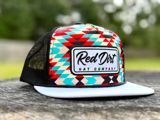 RED DIRT HAT CO FANDANGO-WHITE/GEO/BLACK 5 PANEL HAT