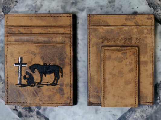 TWISTED X PRAYING COWBOY CARDHOLDER WALLET MONEY CLIP