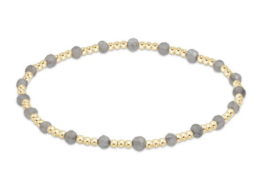 E NEWTON GEMSTONE GOLD SINCERITY PATTERN 3MM BEAD BRACELET LABRADORITE